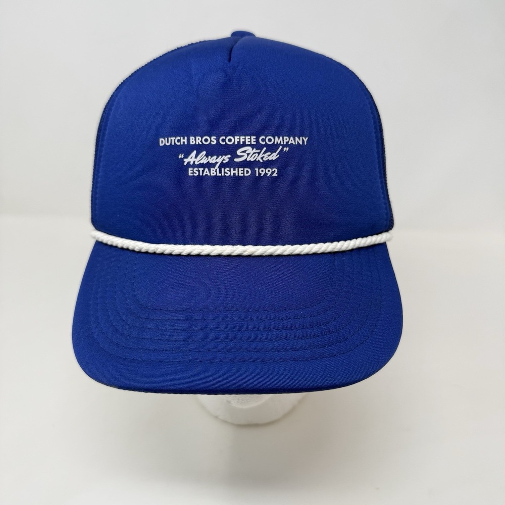 Dutch Bros Coffee Company Always Stoked Rope Trucker Hat Blue Mesh Snapback Cap‎